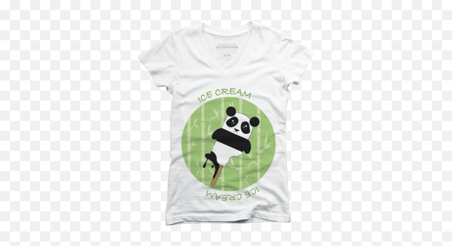 Panda Juniorsu0027 V - Neck Tshirts Design By Humans Short Sleeve Emoji,Tskull Emoticon