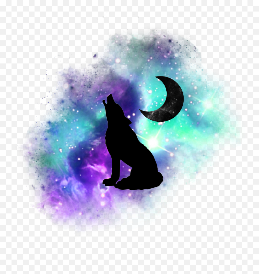 Wolf Moon Galaxy Sticker By Redviolet13 - Transparent Galaxy Wolf Emoji,Wolf Moon Emoji