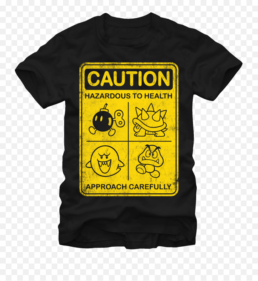 Nintendo Mario Bros Enemies T - Shirt Caution Emoji,Mario Emoticon