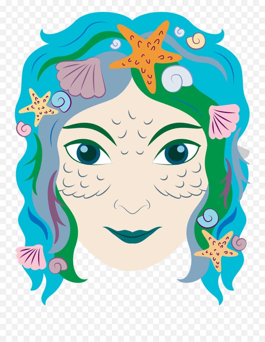 Mermaid Face Clipart Free Download Transparent Png Creazilla - Happy Emoji,Emoji Face Stencils