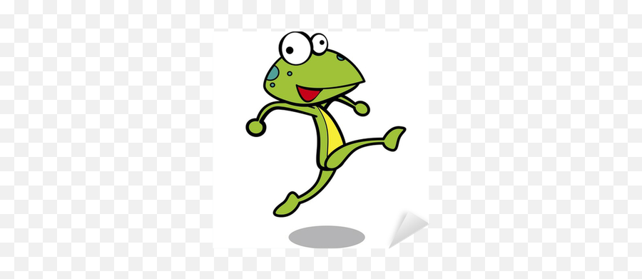 Humor Cartoon Frog Running With White Background Sticker U2022 Pixers - We Live To Change Dot Emoji,Frog Emoticon Japanese