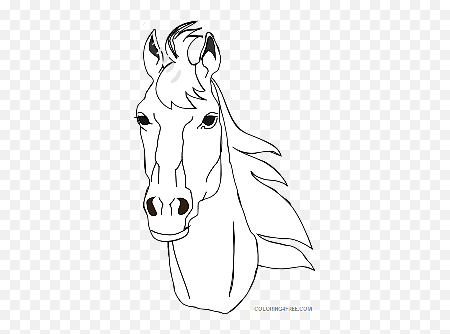 Horse Head Coloring Pages Horse Head At Printable - Drawing Horse Head Front Emoji,Cat Cow Horse Earth Emoji