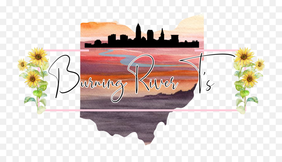Burning River Ts - Cleveland Skyline Panorama Sunset Emoji,Chief Wahoo Emoticons For Facebook