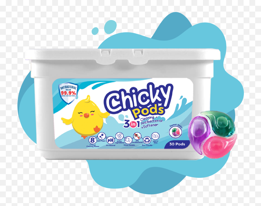 3 - In1 Antibacterial Laundry Capsules Chickypods Emoji,Emoticon Doing Laundry