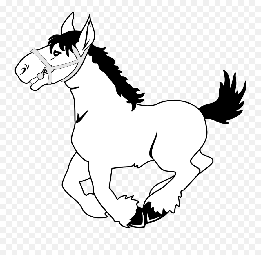 Horse Clip Art Black And White Clipart - Black And White Cartoon Horse Clip Art Emoji,Black Horse Emoji