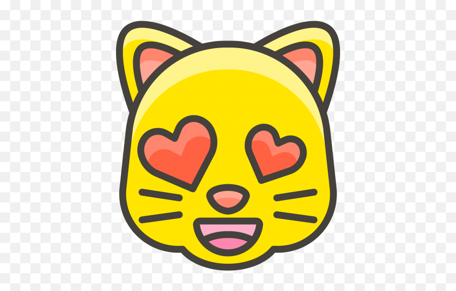 Download Hd Smiling Cat Face With Heart - Drawing A Emoji Heart,Eyes Emoji