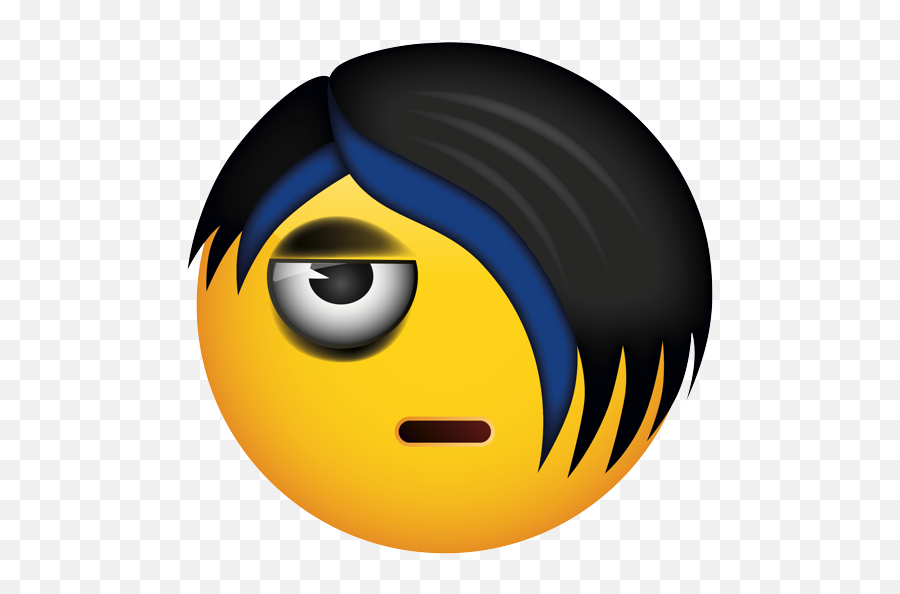 Blue Haired Emo - Blue Emoji,What Is The Meh Emoji Look Like
