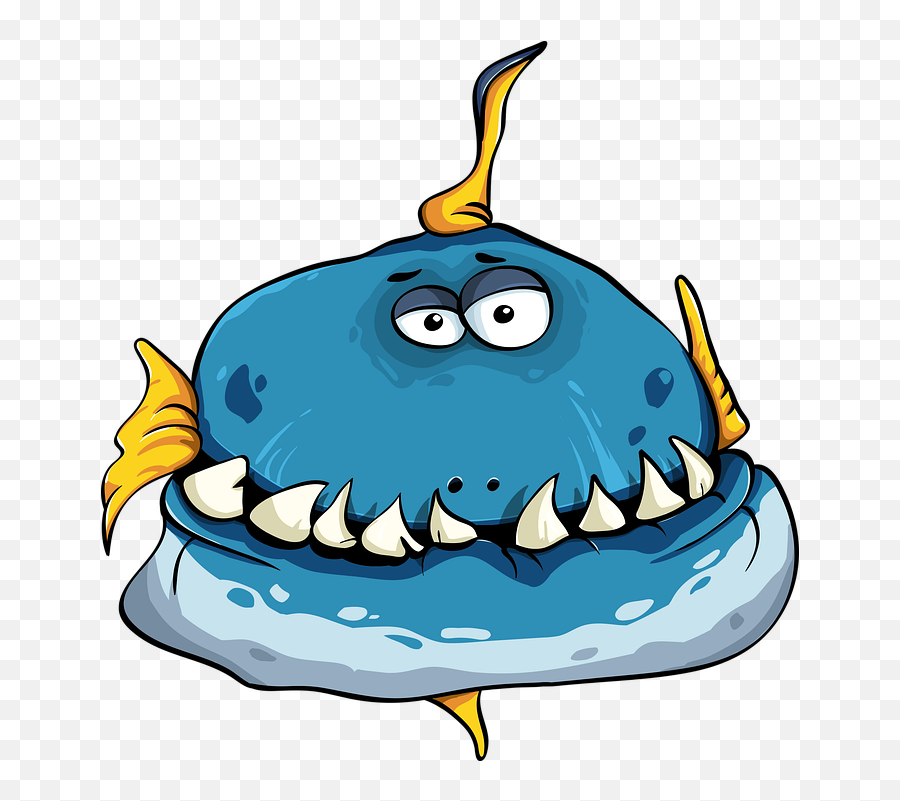 Free Photo Cartoon Blue Fish Character Fun Toothy - Max Pixel Angler Fish Animated Png Emoji,Dolphin Emotions Portugal