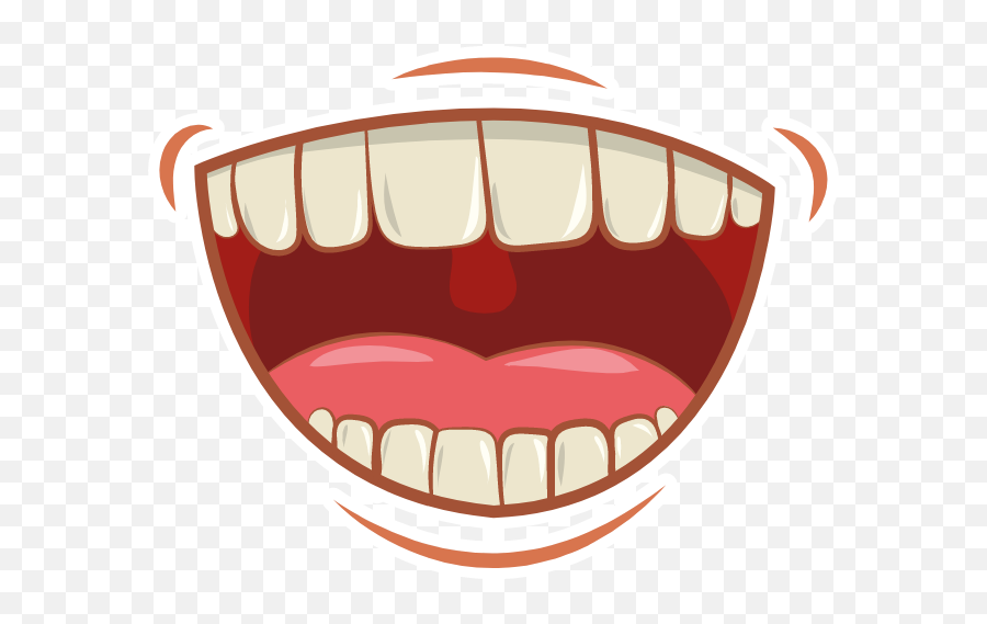 Laughing Mouth With Teeth Sticker - Sticker Mania Mouth Cartoon Emoji,Tooth Emoji