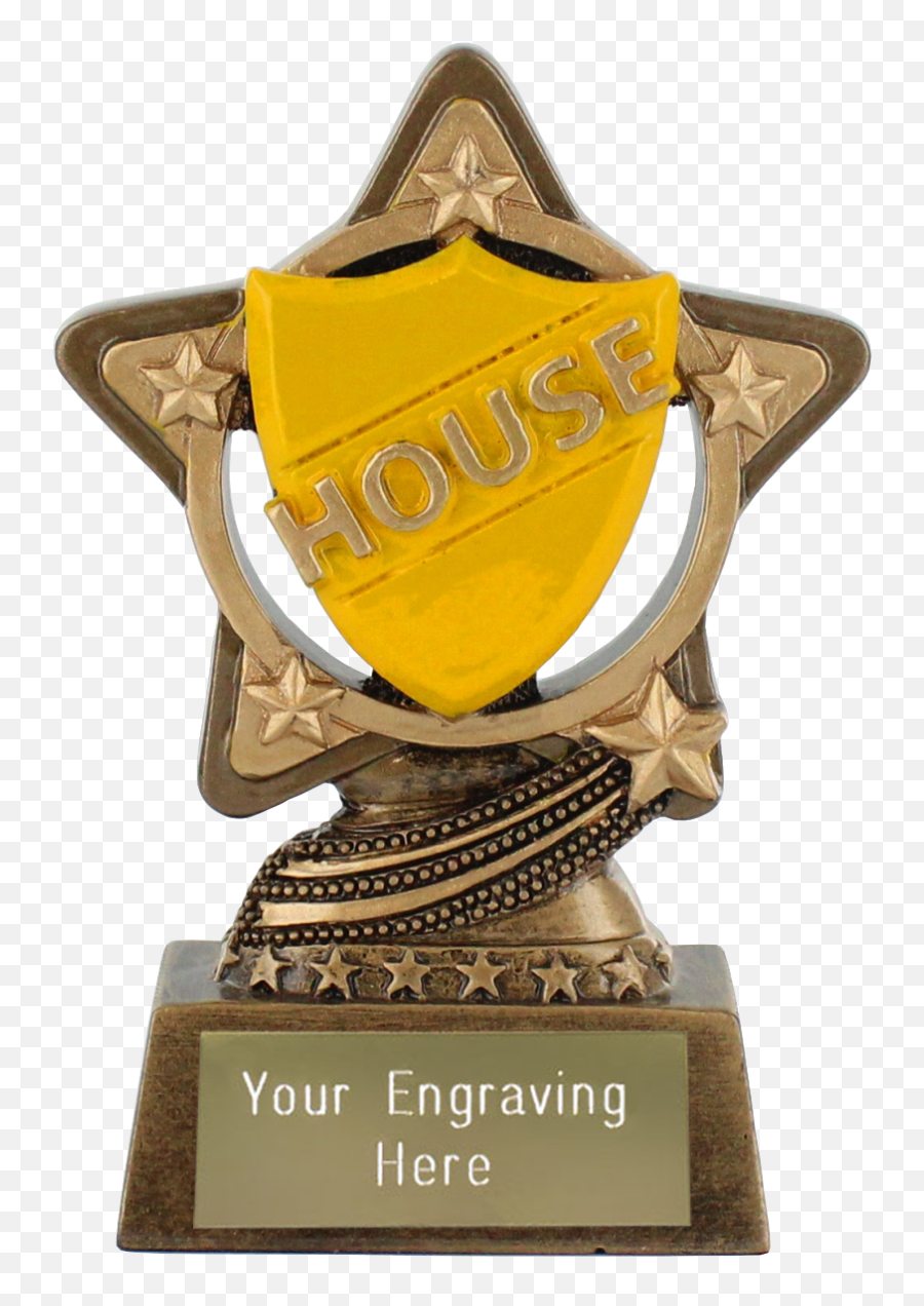 Yellow House Trophy By Infinity Stars 10cm 4 - Man Of The Match Trophy Png Emoji,Bronze Star Emoji
