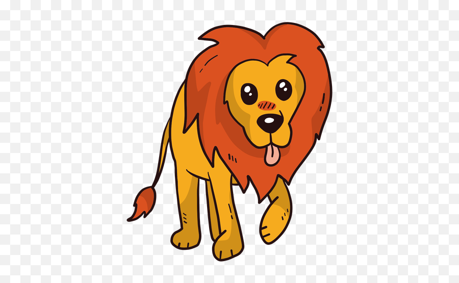 Cute Lion King Tongue Mane Tail Flat - Cartoon Kawaii Lion Emoji,Lack Of Emotion Lion King