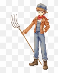 Villager - Harvest Moon A New Beginning Main Character Emoji,Villager Pitchfork Emoticon