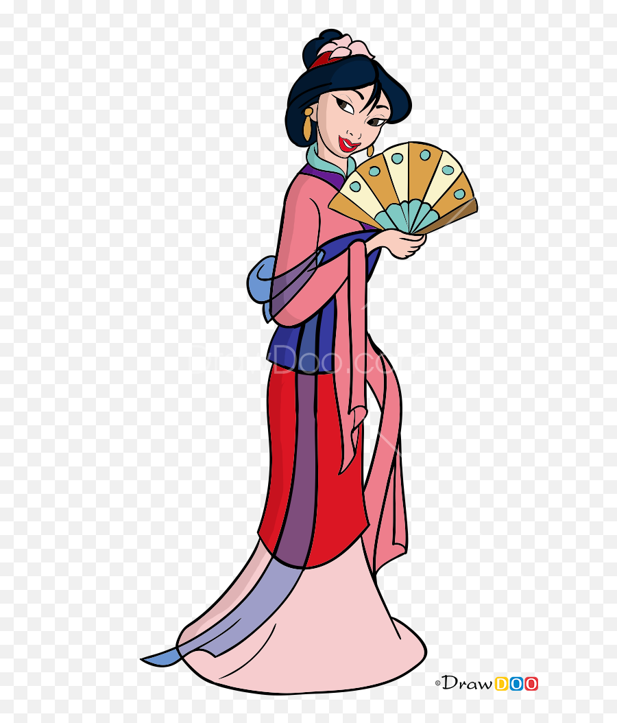 How To Draw Mulan Cartoon Princess - Mulan Dress Drawing Emoji,Mulan Emoji