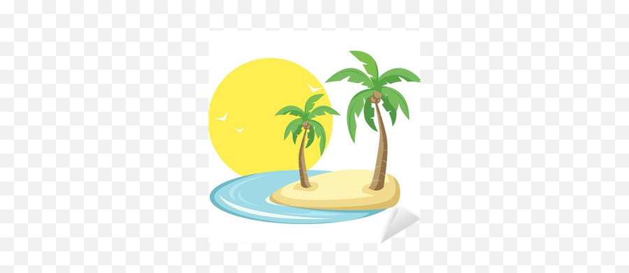 Sticker Tropical Island With Birds Sun And Palm Trees In Emoji,Island Emojis