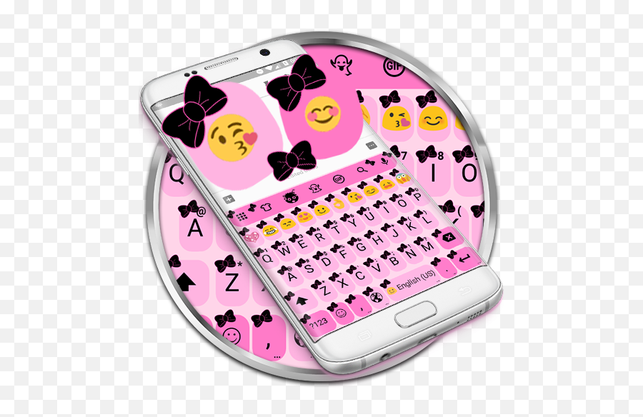 Ribbon Pink Black Emoji Keyboard Theme For Android - Smartphone,Bow Emoji