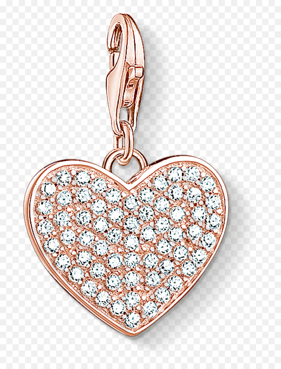 Jewellery With Free Engraving - Thomas Sabo Charm Herz Rosegold Pave Zirkonia Emoji,Moon Emoji Friendship Necklaces