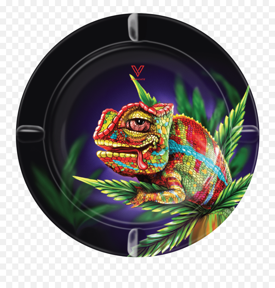 Cloud 9 Chameleon Blazin Ashtray Glass - V Syndicate Glass Rolling Tray Emoji,Colors Emotions Chameleon Character