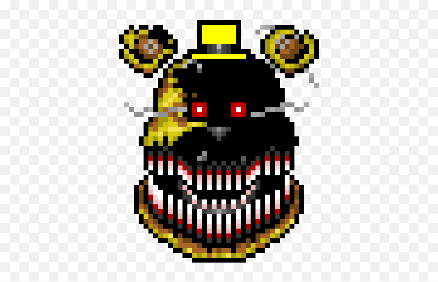 Fredbear Turing Into Nightmare Pixel Art Maker - Nightmare Pixel Art Emoji,Freddy Emoticon Icarly