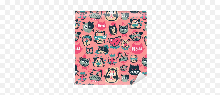 Cute Hipster Cat Faces Kitty Pet Head Avatar Emotion Icons Seamless Pattern Background Vector Illustration Wallpaper U2022 Pixers - We Live To Change Cat Emoji,Picture Of Emotion For Background