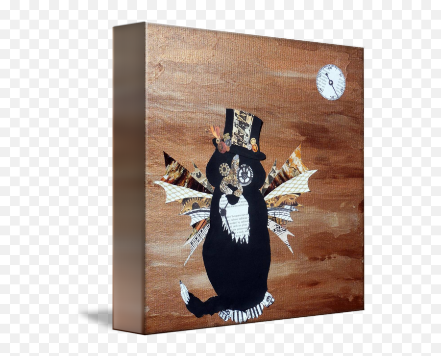 Abstract Tuxedo Cat Art Steampunk - Wall Clock Emoji,Emotion Themed Art