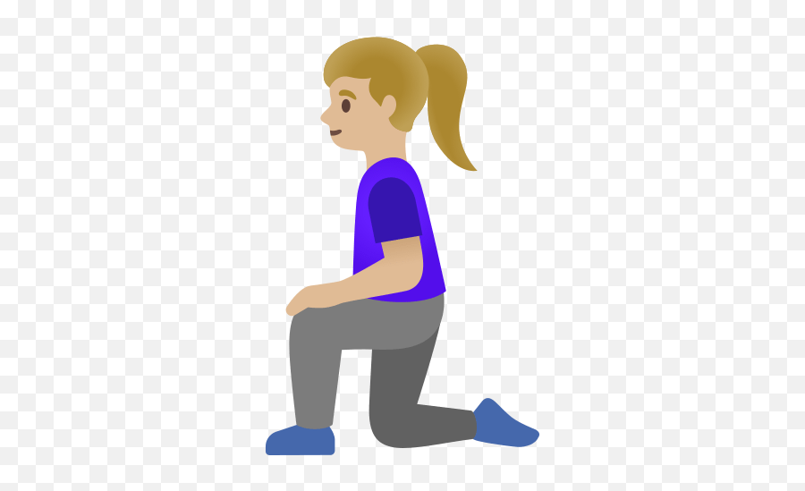 U200d Mujer De Rodillas En Tono De Piel Claro Medio - Boy Kneeling Clipart Emoji,Emoji Oficinista