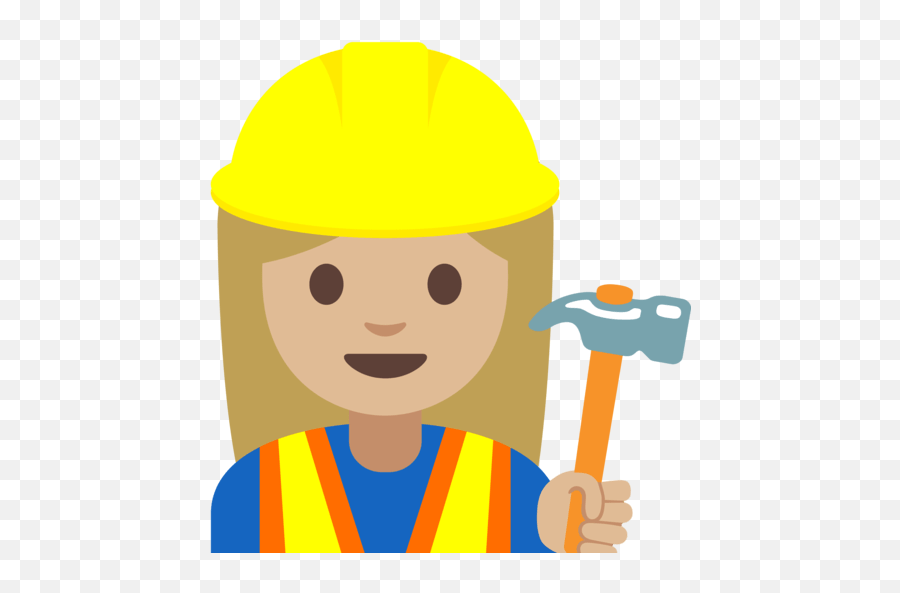 U200d Woman With Workmanu0027s Helmet And Medium Light Skin Emoji,Hammer Emoji