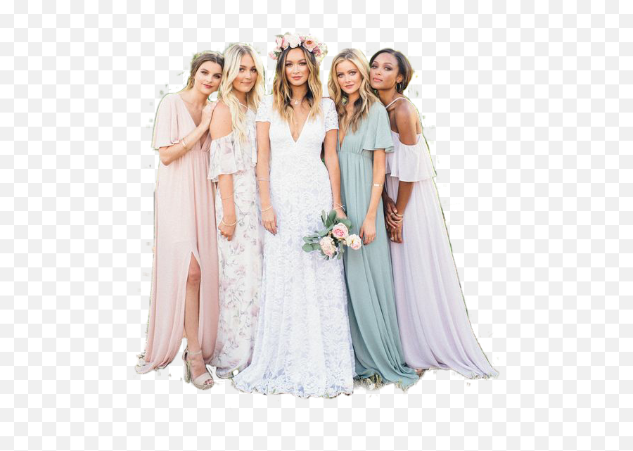 Girlfriend Sticker - Boho Pastel Bridesmaid Dresses Emoji,Bridesmaid Emoji