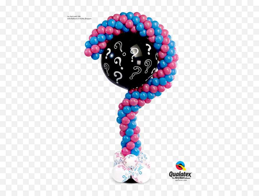 Question Marks Balloon Column With Pink Or Blue Confetti Inside 36 Inch Balloon - Gender Reveal Question Mark Balloon Emoji,Confetti Emoji Png