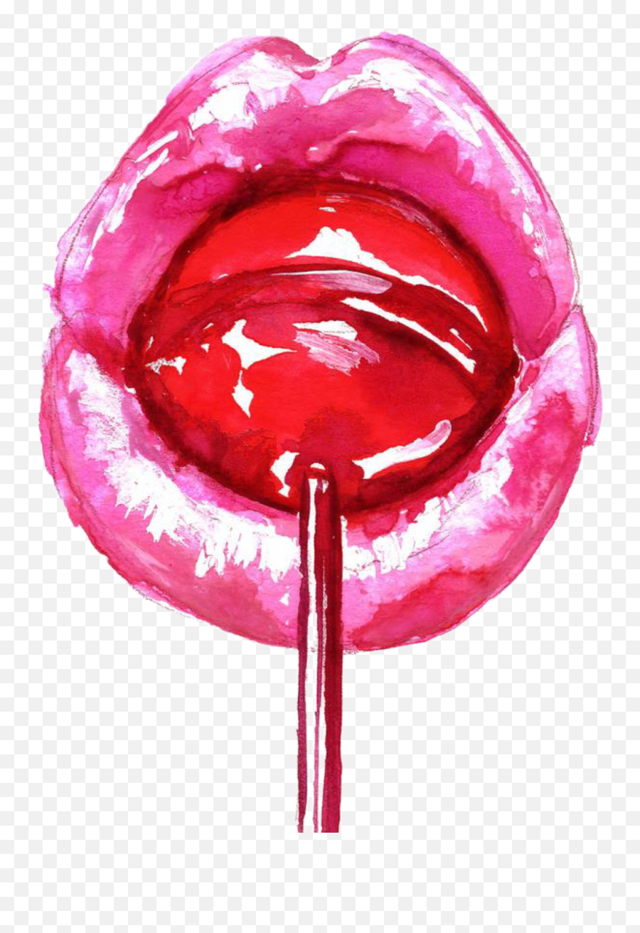 Lollipop Lips Sticker - Draw Lips With A Lollipop Emoji,Lollipop And Lips Emoji