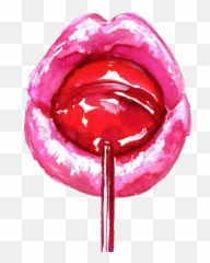 Lollipop Lips Sticker - Draw Lips With A Lollipop Emoji,Lollipop And Lips Emoji