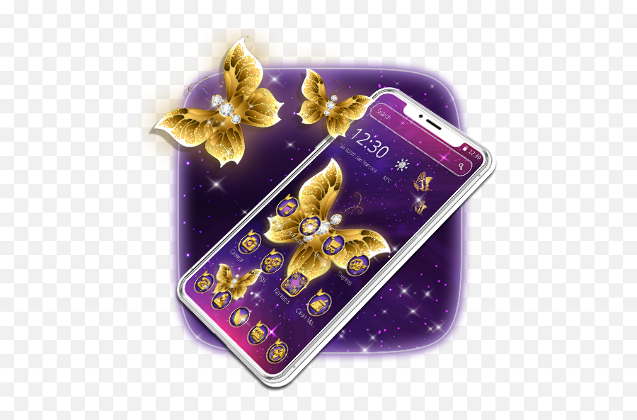 Amazoncom Golden Diamond Glitter Butterfly 2d Theme - Smartphone Emoji,Emojis Glitter