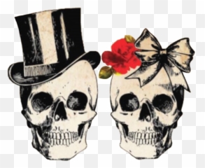 Skull Skulls Couple Man Woman Sticker - Human Skull Black And White Emoji,Man And Skull Emoji