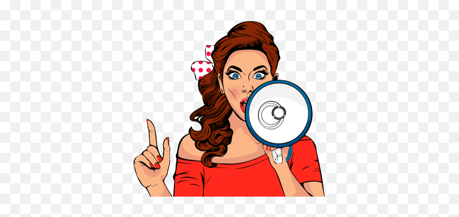 Whiteboard Animation Service - Rescue My Business Pop Art Woman With Megaphone Emoji,Easy Emotions To Convey Through Animation