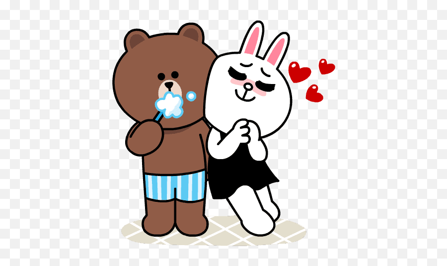 Brown U0026 Cony Sweet Love - Line Friends By Line Friends Line Friends Brown Love Emoji,Romantic Emoji Messages