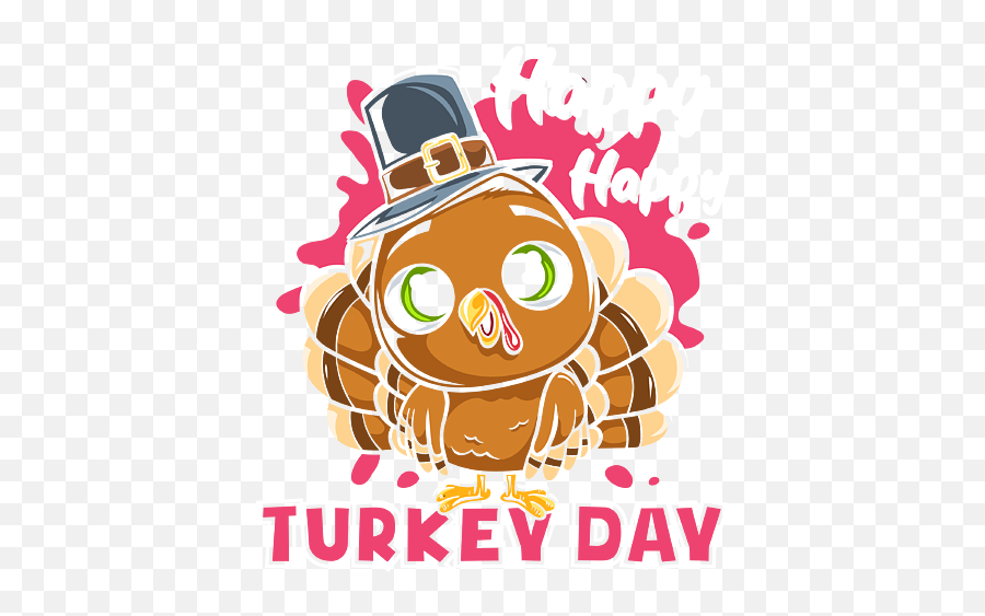 Happy Happy Turkey Day Gobble Gobble Cute Design Kids T Emoji,Drag Off Emoticon Animated