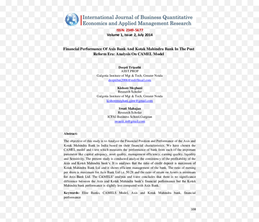 Pdf Ijbemr Issue 1 And 2 Ijbemr Journal - Academiaedu Research Paper On Kotak Mahindra Bank Emoji,Paramount Emotions Noida Extension
