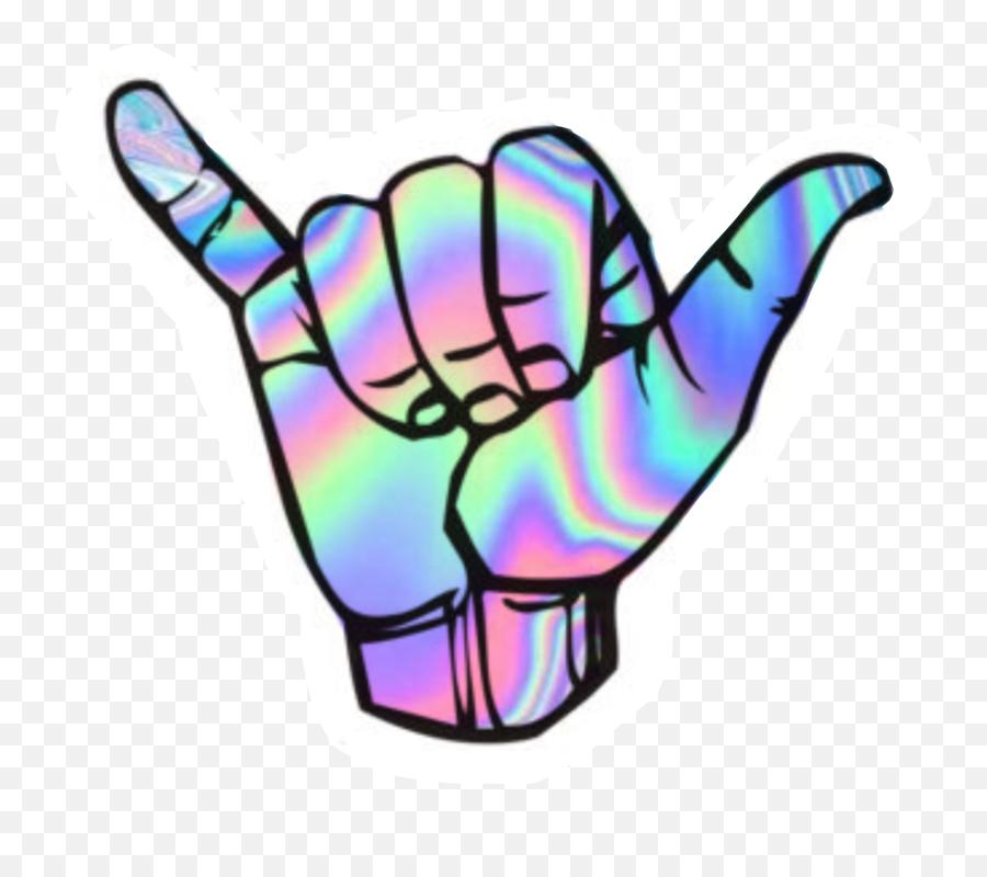 Holographic Shaka Hand Shaka Sticker Aesthetic Stickers - Shaka Hand Emoji,Jeep Wave Emoji