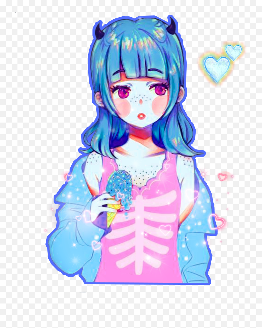 Anime Girl Heart Demon Sticker - Girly Emoji,Moron Emoji