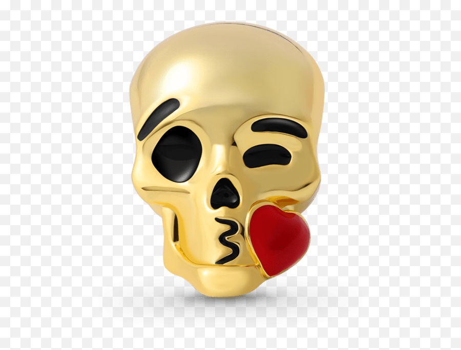 Blowing Kiss Skull Charm Bead Sterling - Scary Emoji,When A Girlfriend Sends A Blowing Kiss Emoji