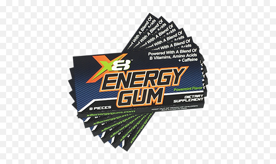 X8 Energy Gum Powered With B Vitamins Amino Acids And - Horizontal Emoji,Emoticons 