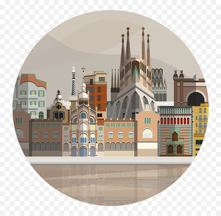 Skylines Barcelona Location Sticker - Tenstickers Medieval Architecture Emoji,Cities Skylines Emoticons