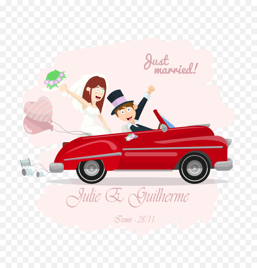 Clipart Car Wedding Clipart Car - Just Married Car Cartoon Emoji,Car And Swimmer Emoji
