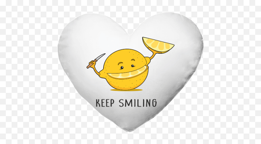 Heart Shaped Cushion With Printing Keep Smiling - Happy Emoji,Heart Shape Emoticon