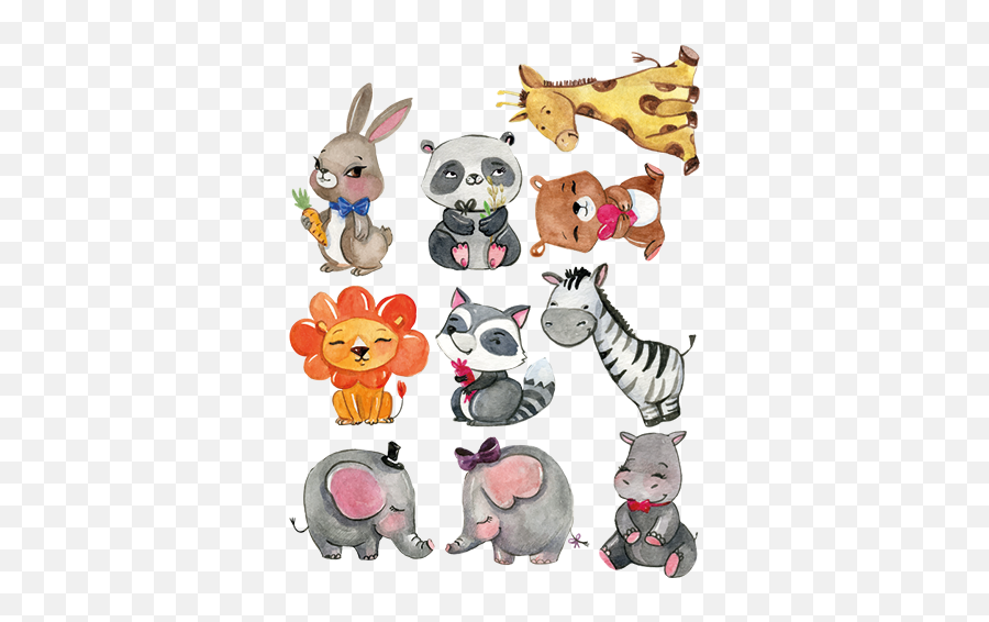 Childrenu0027s Animal Illustration Stickers - Lamina De Los Animales Emoji,Emoji Bedroom Wallpaper