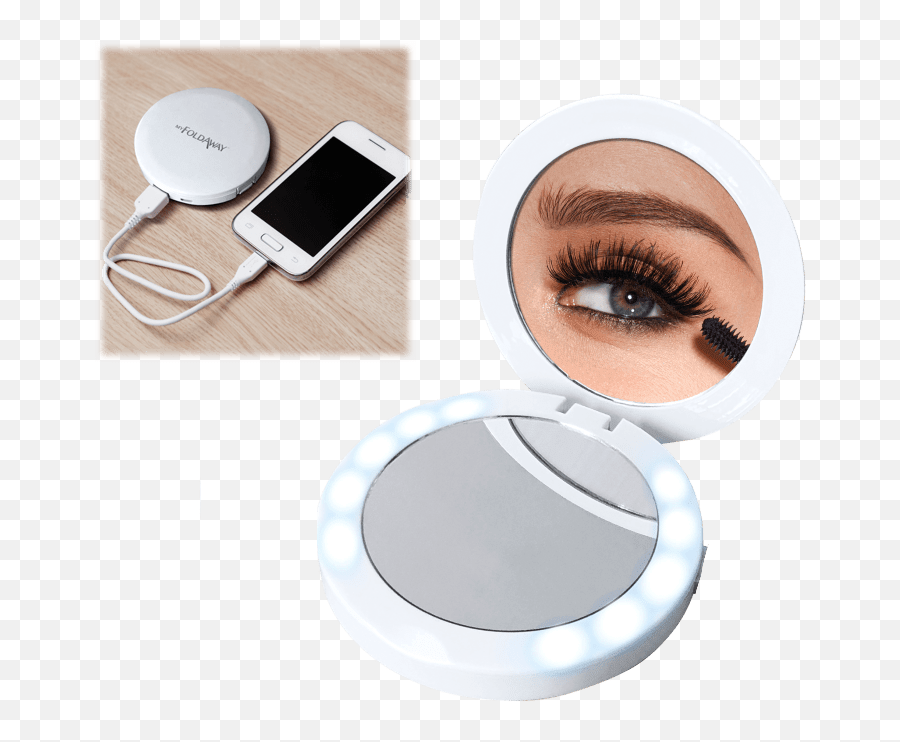 Nubrilliance Compact Led Mirror With Built In Power Bank - Iphone Emoji,Eye Palette Emoji