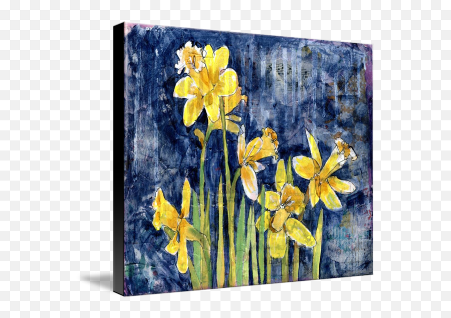Daffodil Garden Original Mixed Media Art - Picture Frame Emoji,Daffodil Pink Emotion