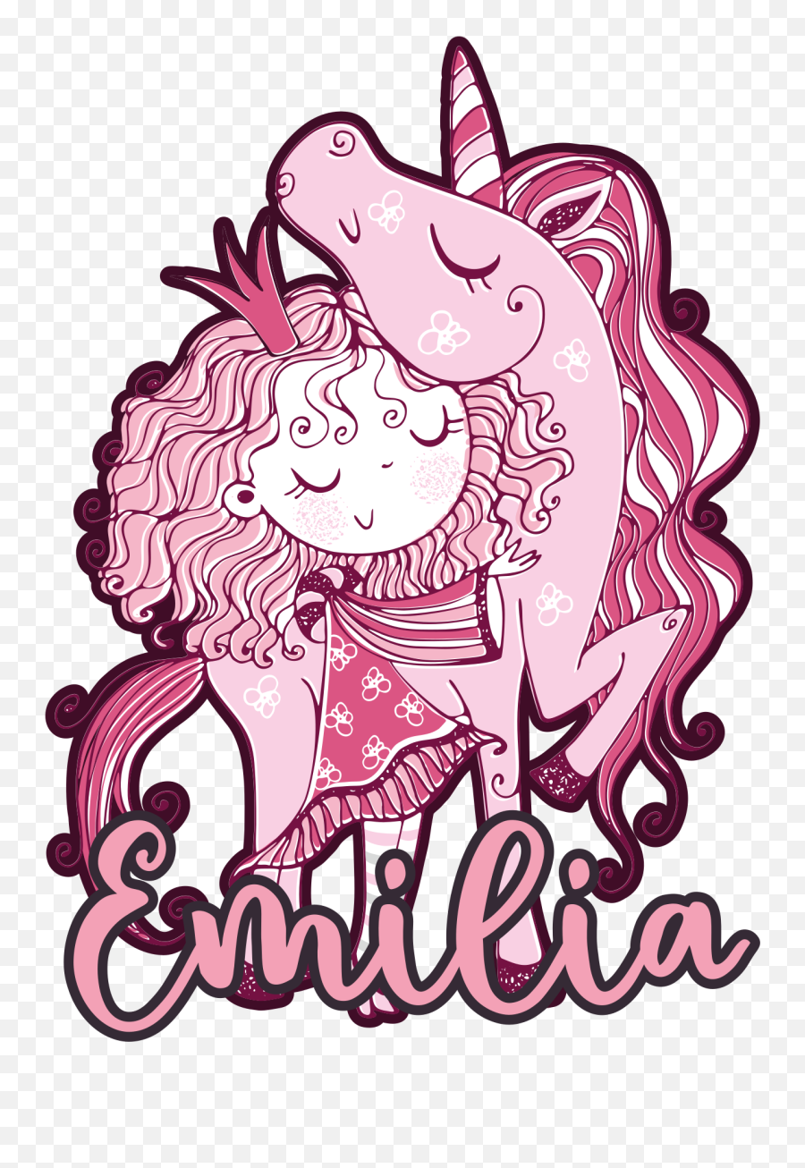 Cute Princess With Flowers And Unicorn Sticker - Tenstickers Emoji,Cute Easy Drawings Of Unicorn Emojis