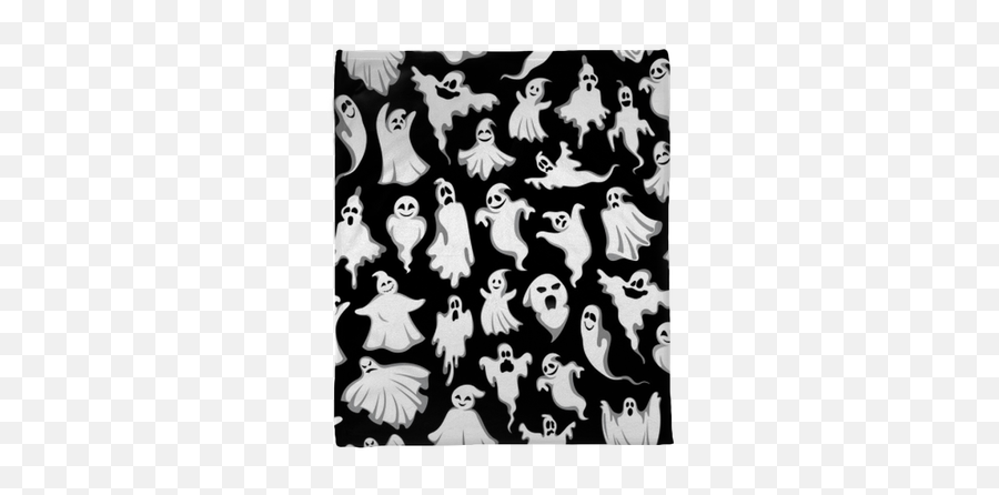Halloween Spooky Ghost Vector Seamless Pattern Plush Blanket Emoji,Cute Japanese Happu Emoticons