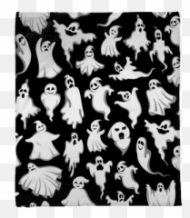 Halloween Spooky Ghost Vector Seamless Pattern Plush Blanket Emoji,Cute Japanese Happu Emoticons