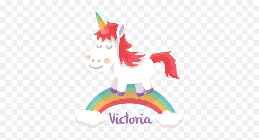 Personalised Unicorn Wall Sticker - Unicornio Con Nombre Victoria Emoji,Unicorn Face Emoji